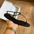 Sandália Arezzo Rasteira Slim Tiras Metal A032740144
