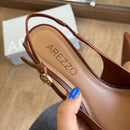 Scarpin Arezzo Couro Slingback Metal Heritage A127570201