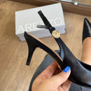 Scarpin Arezzo Couro Slingback Metal Heritage A127570201