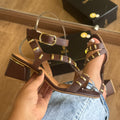 Sandália Vizzano Salto Bloco Detalhes Dourado 6428.159